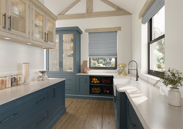 Delicate Chevron, Dark Blue - Motorised Roman Blind - Image 6